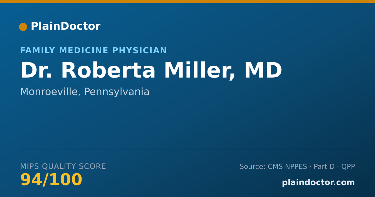 Shareable card for Roberta Miller, MD - Family Medicine Physician, Monroeville, PA