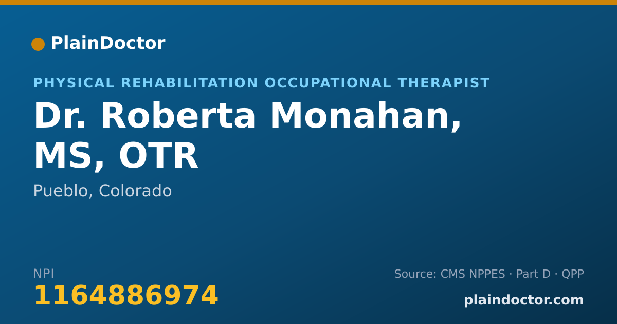 Shareable card for Roberta Monahan, MS, OTR - Physical Rehabilitation Occupational Therapist, Pueblo, CO
