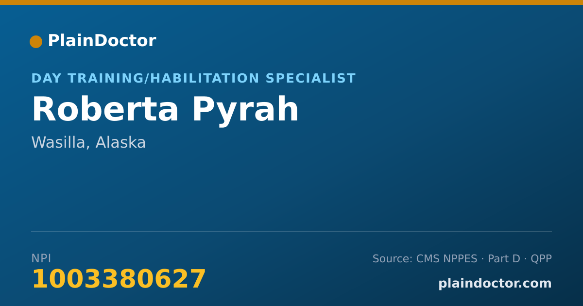 Shareable card for Roberta Pyrah - Day Training/Habilitation Specialist, Wasilla, AK