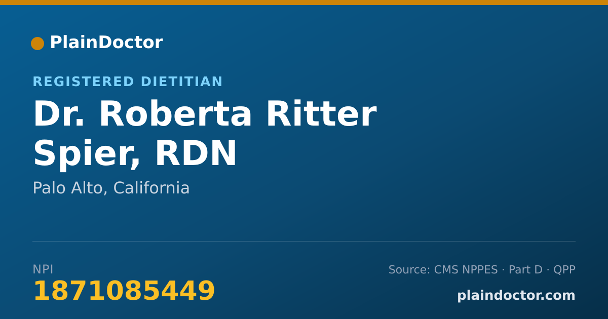 Shareable card for Roberta Ritter Spier, RDN - Registered Dietitian, Palo Alto, CA