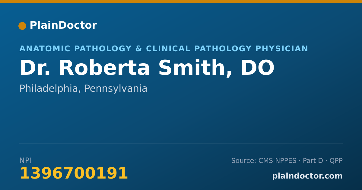 Shareable card for Roberta Smith, DO - Anatomic Pathology & Clinical Pathology Physician, Philadelphia, PA