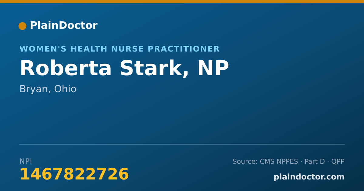 Shareable card for Roberta Stark, NP - Women's Health Nurse Practitioner, Bryan, OH