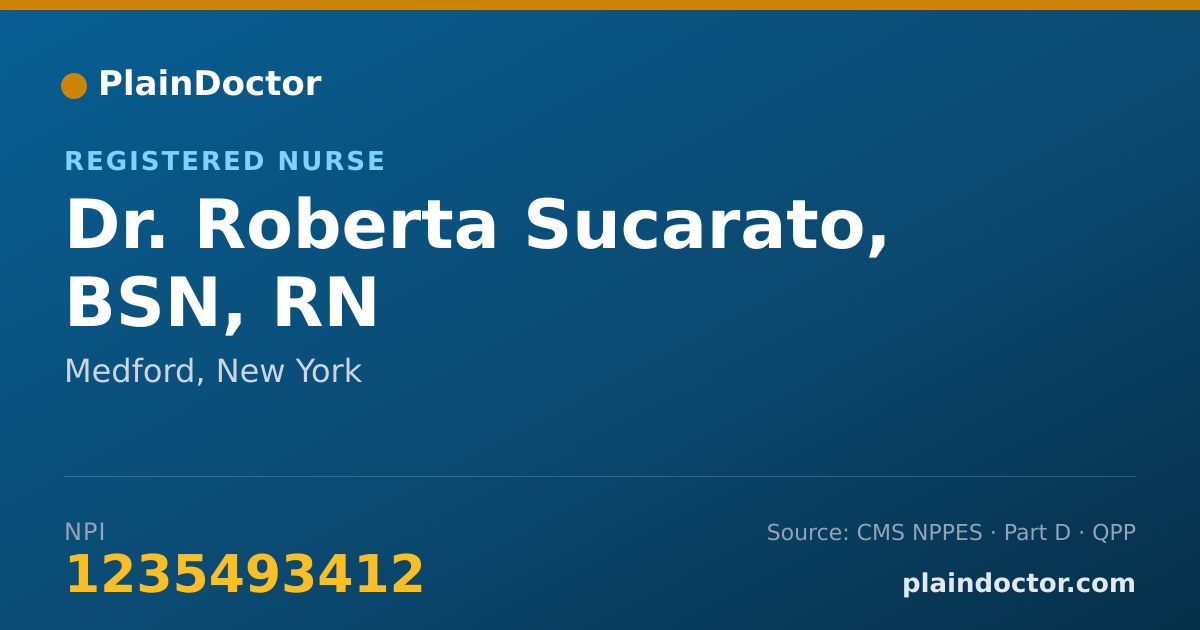 Shareable card for Roberta Sucarato, BSN, RN - Registered Nurse, Medford, NY