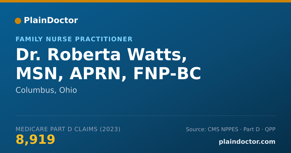 Shareable card for Roberta Watts, MSN, APRN, FNP-BC - Family Nurse Practitioner, Columbus, OH