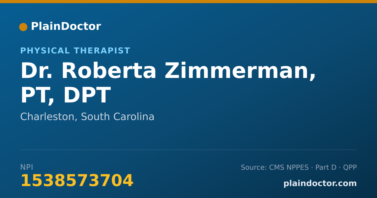 Shareable card for Roberta Zimmerman, PT, DPT - Physical Therapist, Charleston, SC