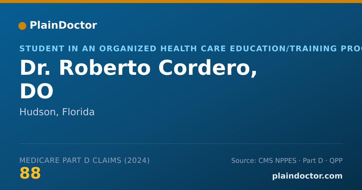 Shareable card for Roberto Cordero, DO - Student in an Organized Health Care Education/Training Program, Hudson, FL