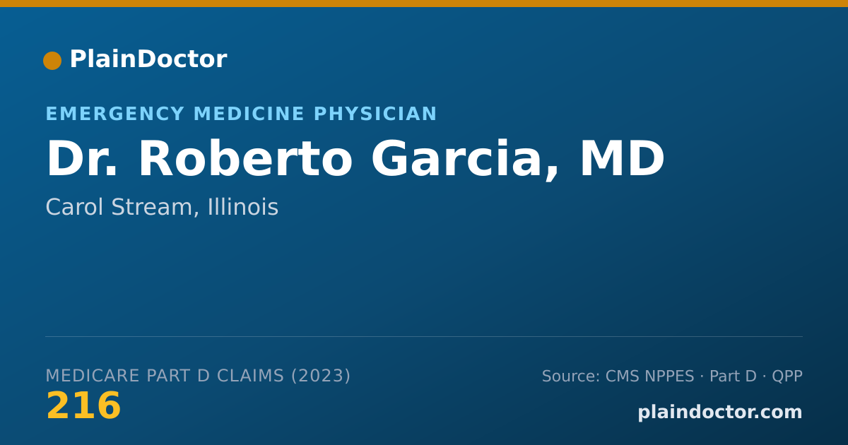Shareable card for Roberto Garcia, MD - Emergency Medicine Physician, Carol Stream, IL