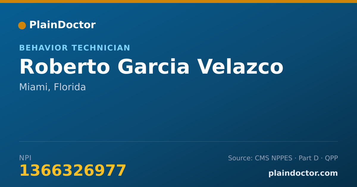 Shareable card for Roberto Garcia Velazco - Behavior Technician, Miami, FL