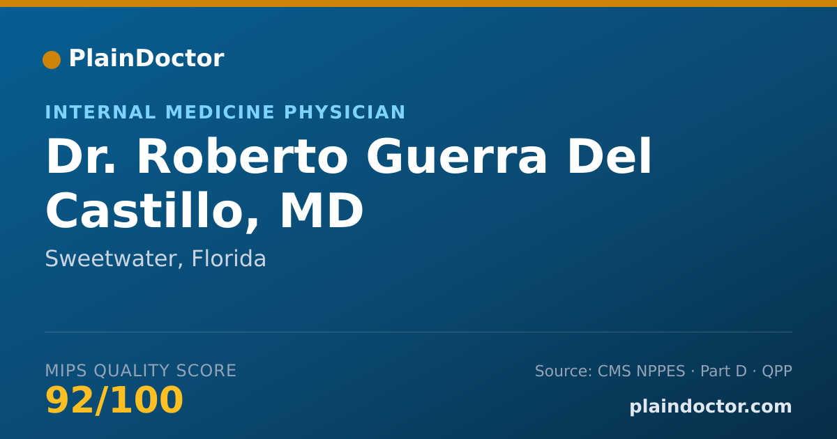 Shareable card for Roberto Guerra Del Castillo, MD - Internal Medicine Physician, Sweetwater, FL