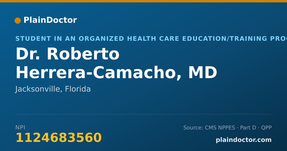 Shareable card for Roberto Herrera-Camacho, MD - Student in an Organized Health Care Education/Training Program, Jacksonville, FL