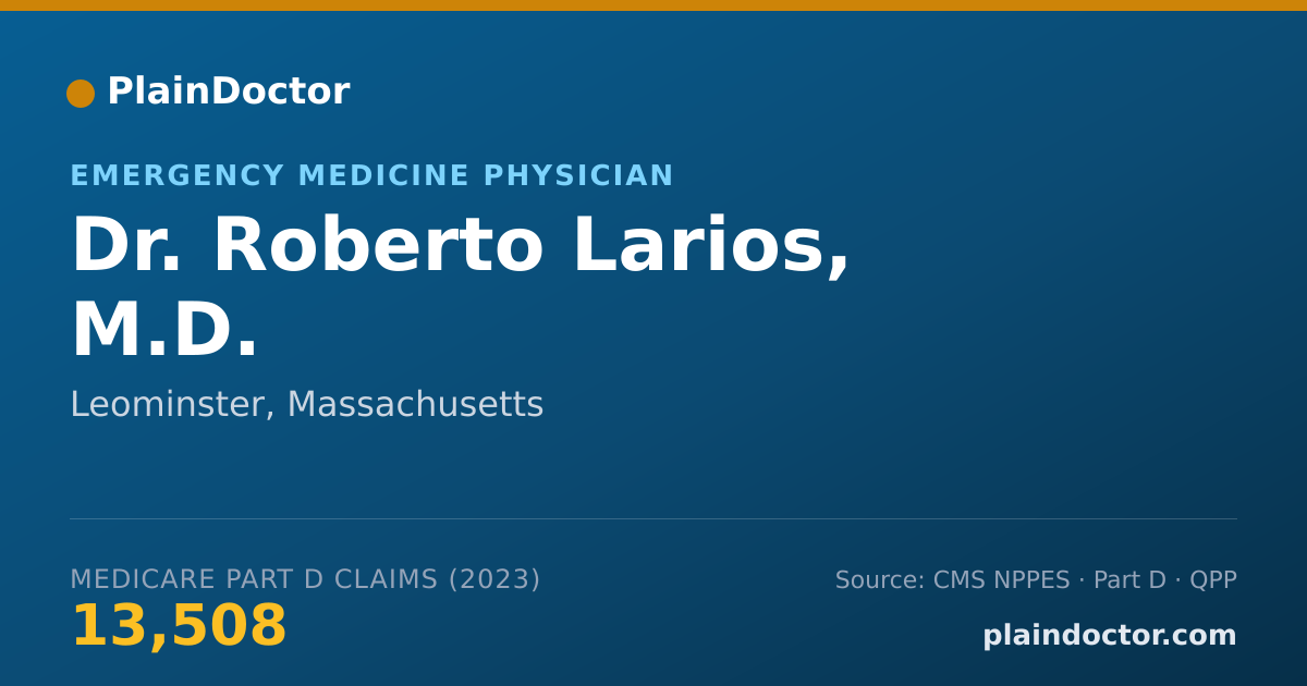 Shareable card for Roberto Larios, M.D. - Emergency Medicine Physician, Leominster, MA