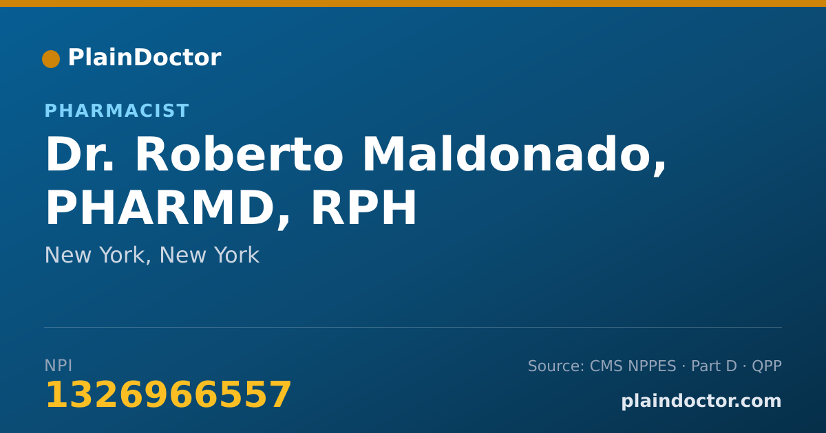 Shareable card for Roberto Maldonado, PHARMD, RPH - Pharmacist, New York, NY