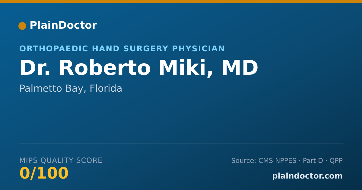 Shareable card for Roberto Miki, MD - Orthopaedic Hand Surgery Physician, Palmetto Bay, FL