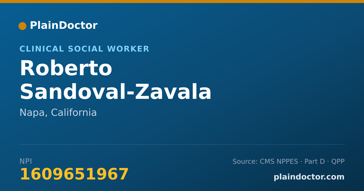 Shareable card for Roberto Sandoval-Zavala - Clinical Social Worker, Napa, CA