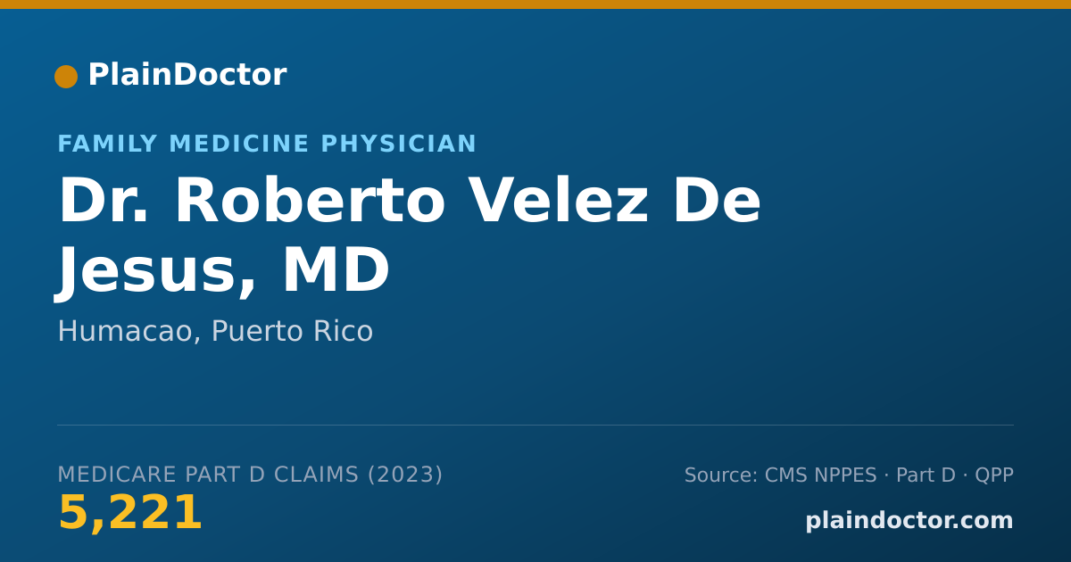 Shareable card for Roberto Velez De Jesus, MD - Family Medicine Physician, Humacao, PR