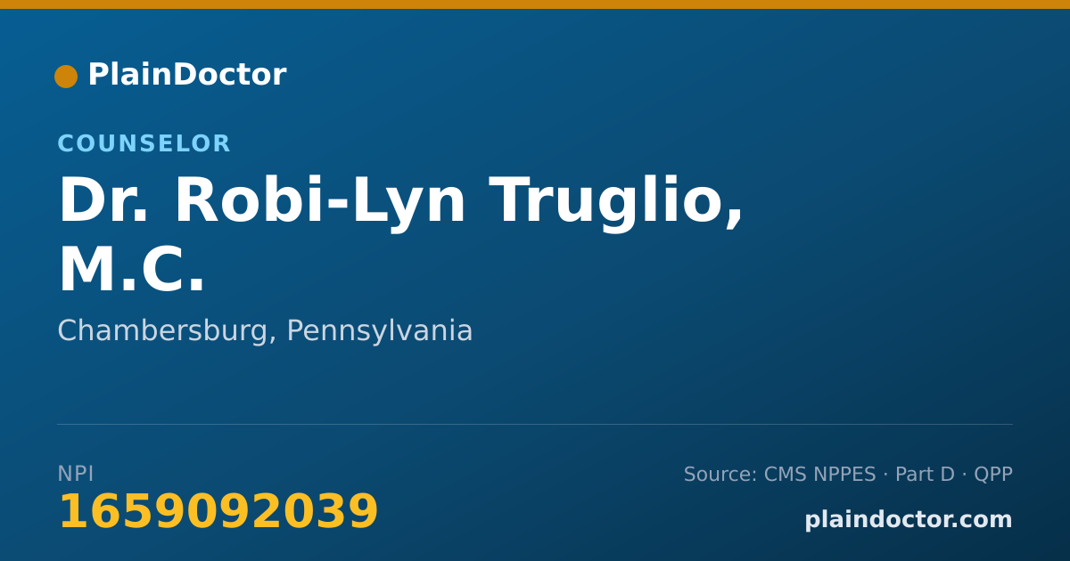 Shareable card for Robi-Lyn Truglio, M.C. - Counselor, Chambersburg, PA