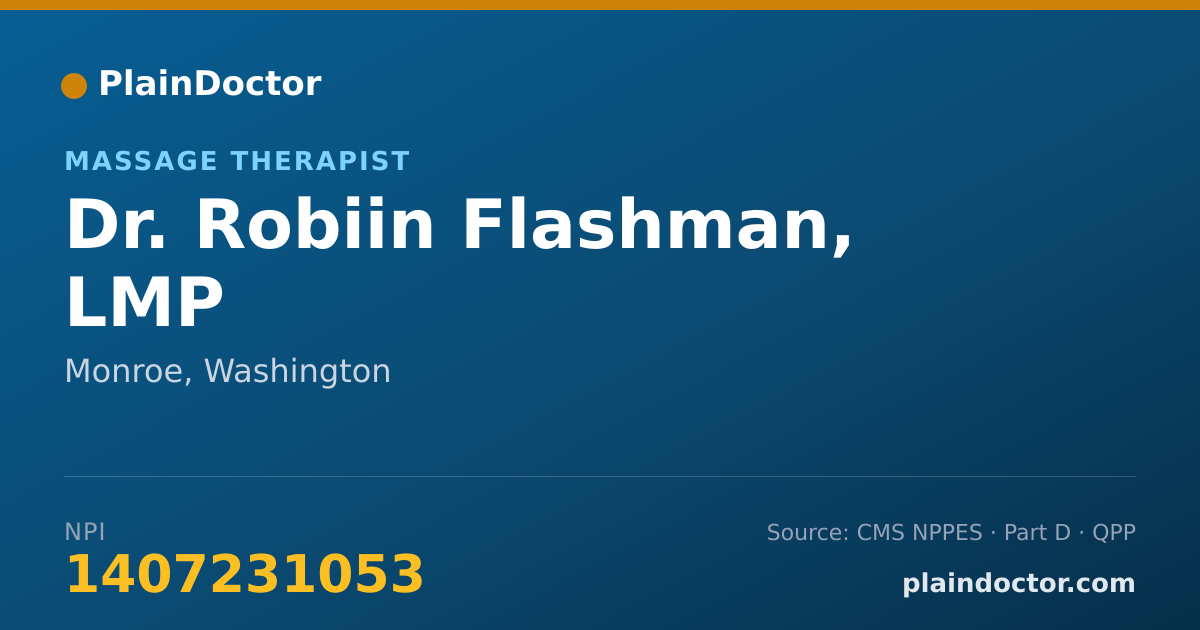 Shareable card for Robiin Flashman, LMP - Massage Therapist, Monroe, WA