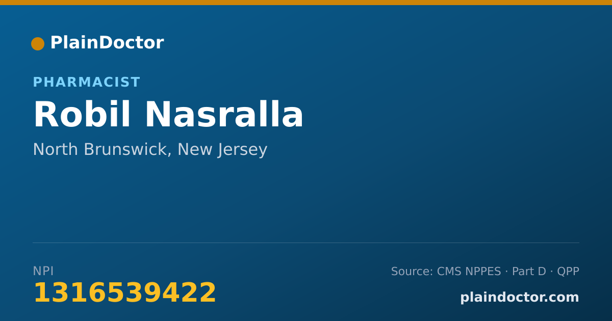 Shareable card for Robil Nasralla - Pharmacist, North Brunswick, NJ