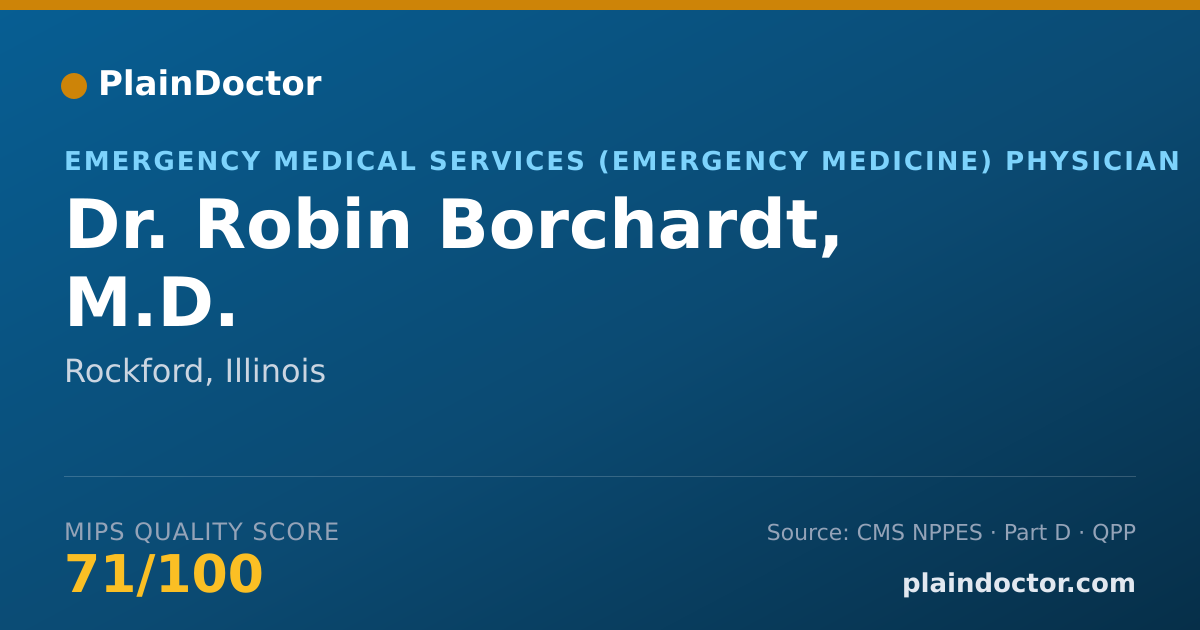Shareable card for Robin Borchardt, M.D. - Emergency Medical Services (Emergency Medicine) Physician, Rockford, IL