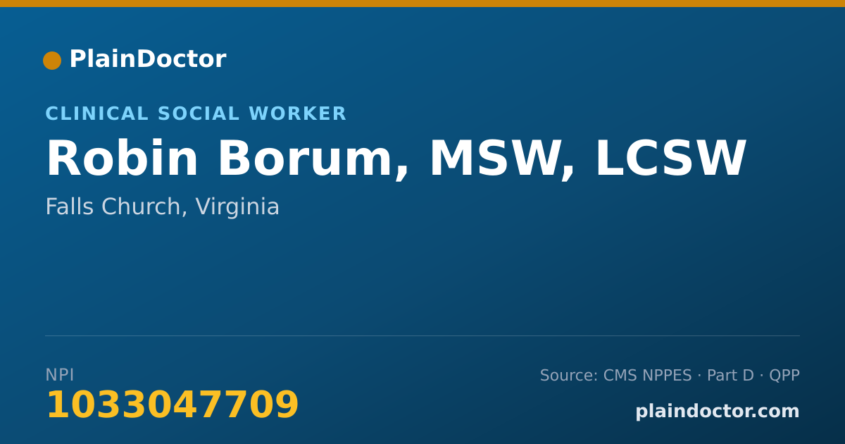 Shareable card for Robin Borum, MSW, LCSW - Clinical Social Worker, Falls Church, VA