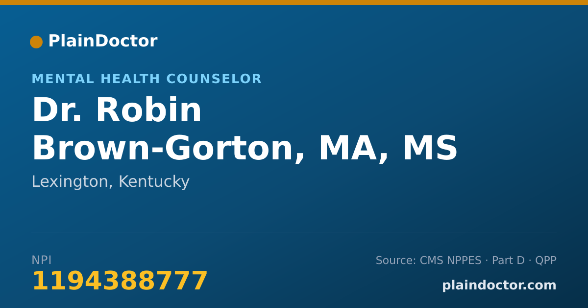 Shareable card for Robin Brown-Gorton, MA, MS - Mental Health Counselor, Lexington, KY