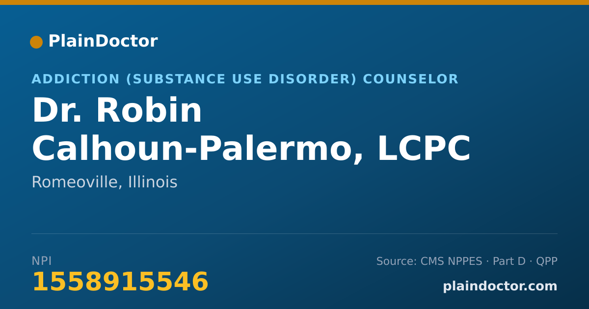 Shareable card for Robin Calhoun-Palermo, LCPC - Addiction (Substance Use Disorder) Counselor, Romeoville, IL
