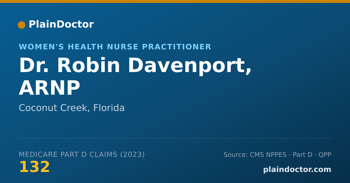 Shareable card for Robin Davenport, ARNP - Women's Health Nurse Practitioner, Coconut Creek, FL