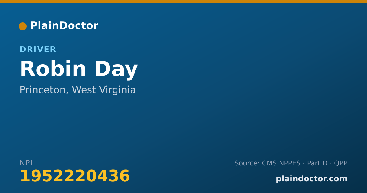 Shareable card for Robin Day - Driver, Princeton, WV