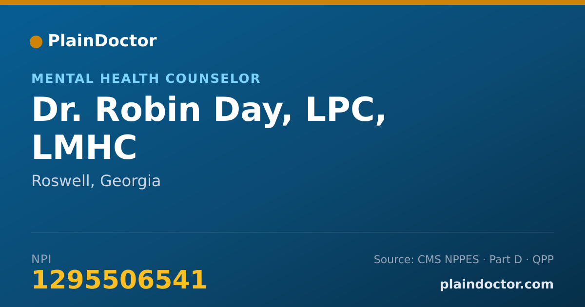 Shareable card for Robin Day, LPC, LMHC - Mental Health Counselor, Roswell, GA