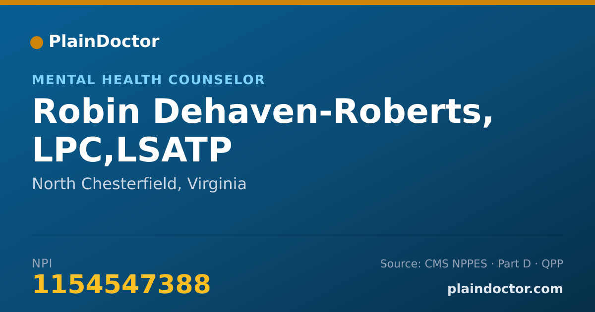 Shareable card for Robin Dehaven-Roberts, LPC,LSATP - Mental Health Counselor, North Chesterfield, VA