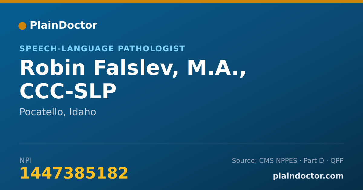 Shareable card for Robin Falslev, M.A., CCC-SLP - Speech-Language Pathologist, Pocatello, ID