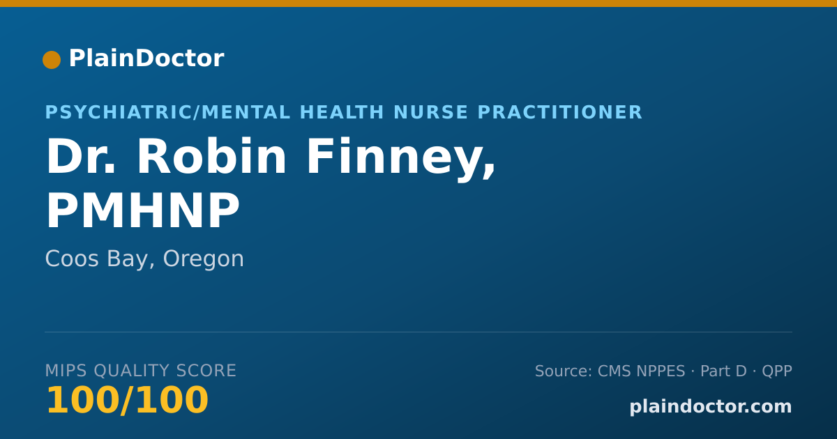 Shareable card for Robin Finney, PMHNP - Psychiatric/Mental Health Nurse Practitioner, Coos Bay, OR