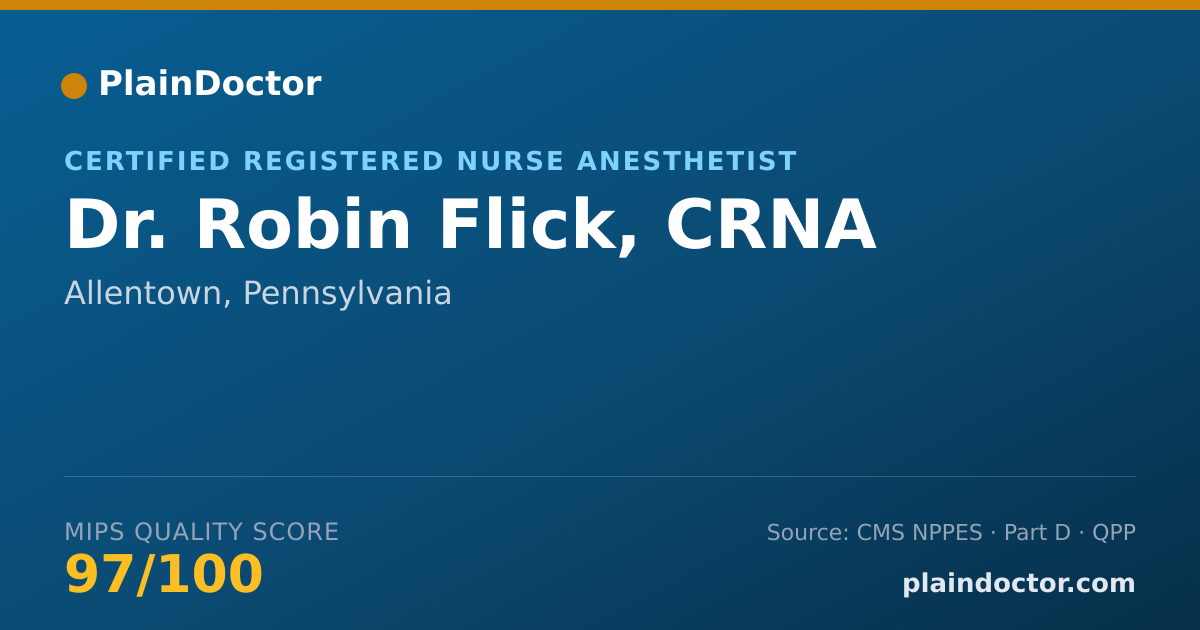 Shareable card for Robin Flick, CRNA - Certified Registered Nurse Anesthetist, Allentown, PA