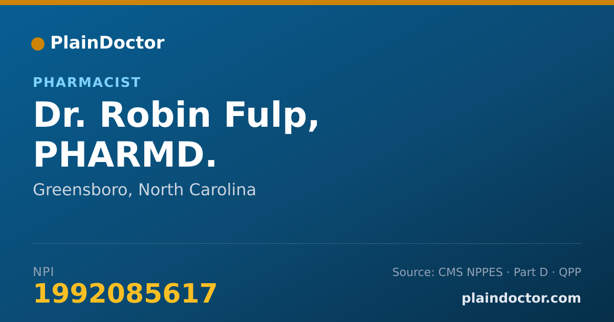 Shareable card for Robin Fulp, PHARMD. - Pharmacist, Greensboro, NC