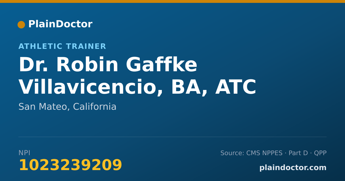 Shareable card for Robin Gaffke Villavicencio, BA, ATC - Athletic Trainer, San Mateo, CA