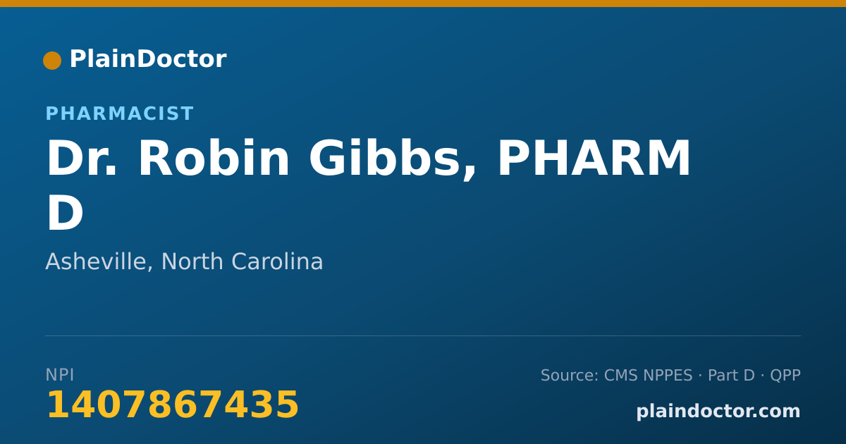 Shareable card for Robin Gibbs, PHARM D - Pharmacist, Asheville, NC