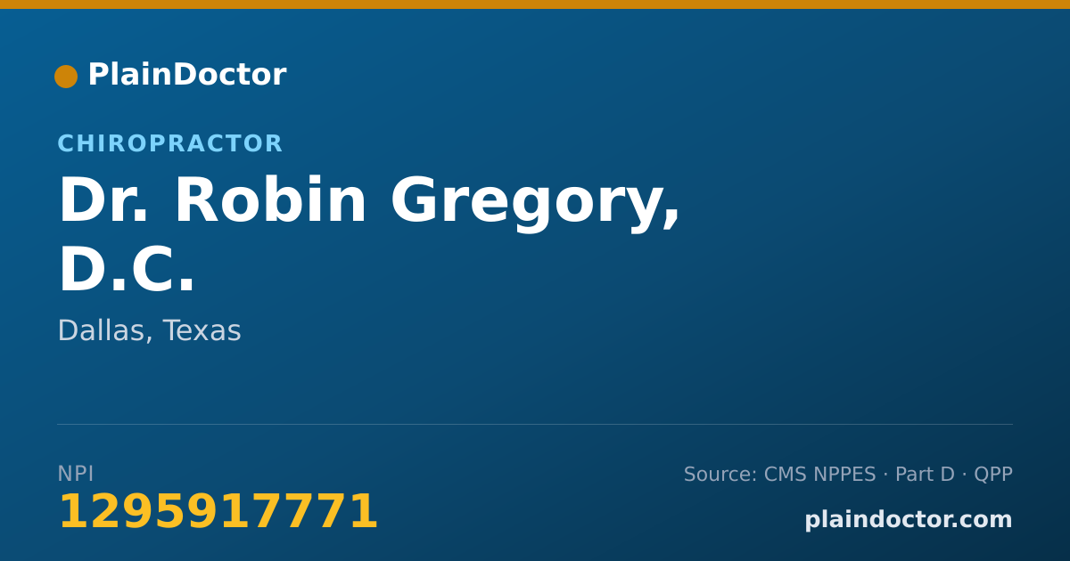 Shareable card for Robin Gregory, D.C. - Chiropractor, Dallas, TX
