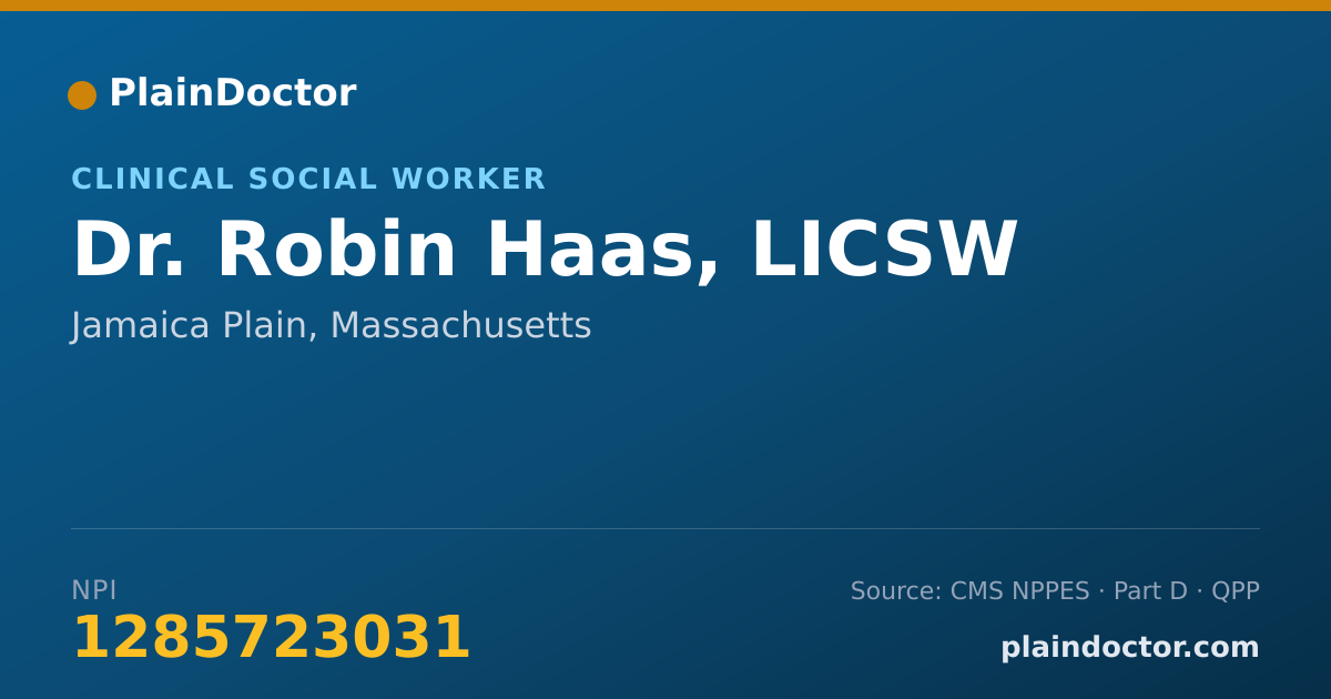 Shareable card for Robin Haas, LICSW - Clinical Social Worker, Jamaica Plain, MA