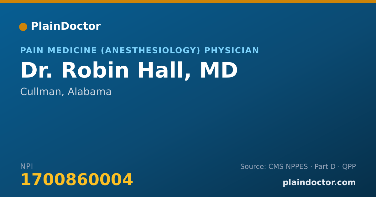 Shareable card for Robin Hall, MD - Pain Medicine (Anesthesiology) Physician, Cullman, AL