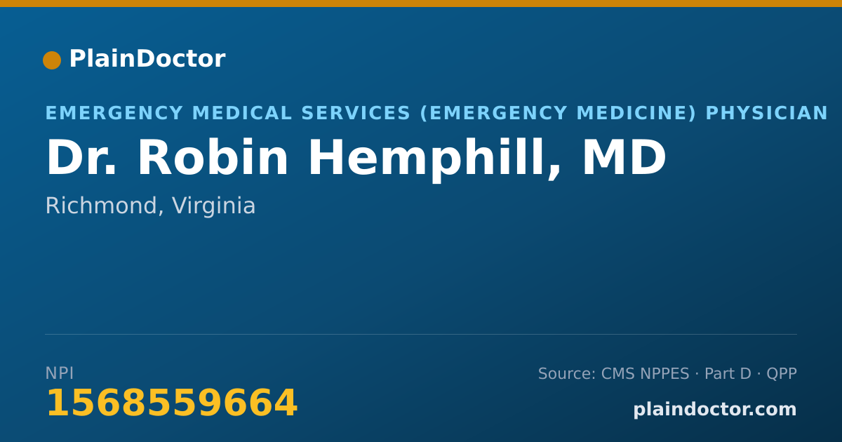 Shareable card for Robin Hemphill, MD - Emergency Medical Services (Emergency Medicine) Physician, Richmond, VA