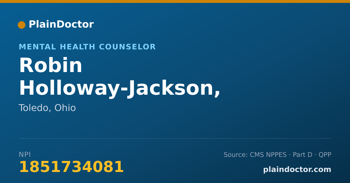 Shareable card for Robin Holloway-Jackson, MRC/LSW - Mental Health Counselor, Toledo, OH