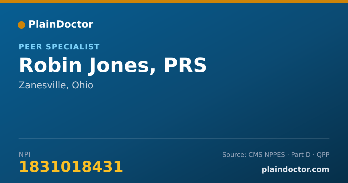 Shareable card for Robin Jones, PRS - Peer Specialist, Zanesville, OH