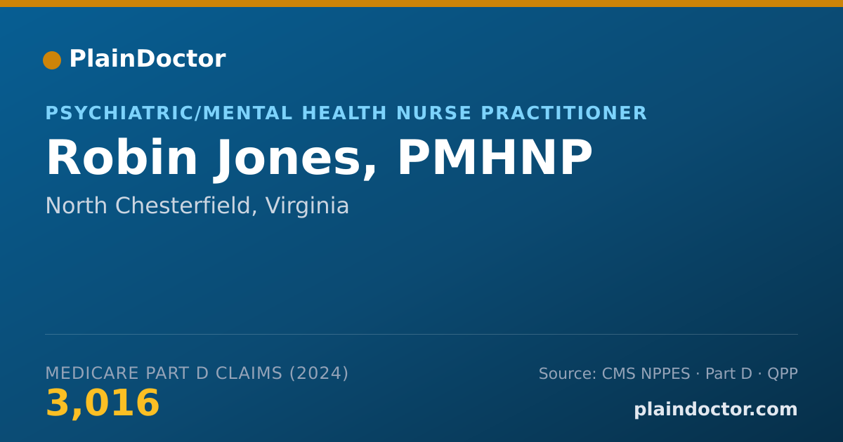 Shareable card for Robin Jones, PMHNP - Psychiatric/Mental Health Nurse Practitioner, North Chesterfield, VA