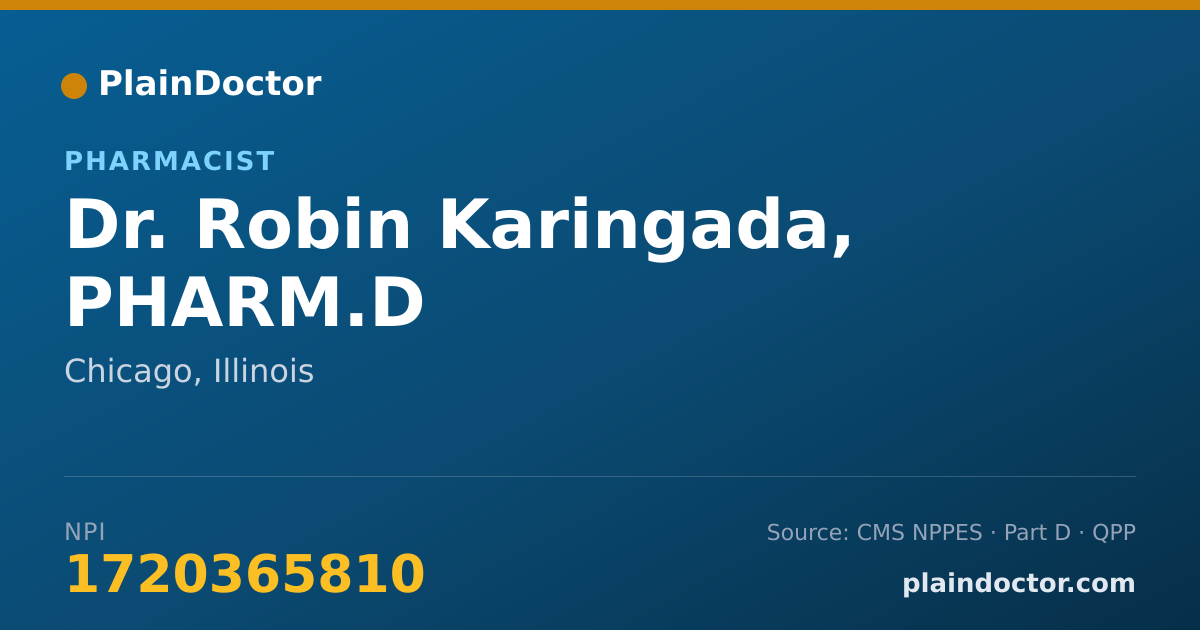 Shareable card for Robin Karingada, PHARM.D - Pharmacist, Chicago, IL
