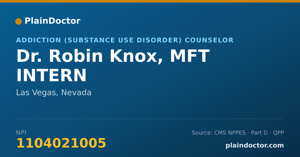 Shareable card for Robin Knox, MFT INTERN - Addiction (Substance Use Disorder) Counselor, Las Vegas, NV
