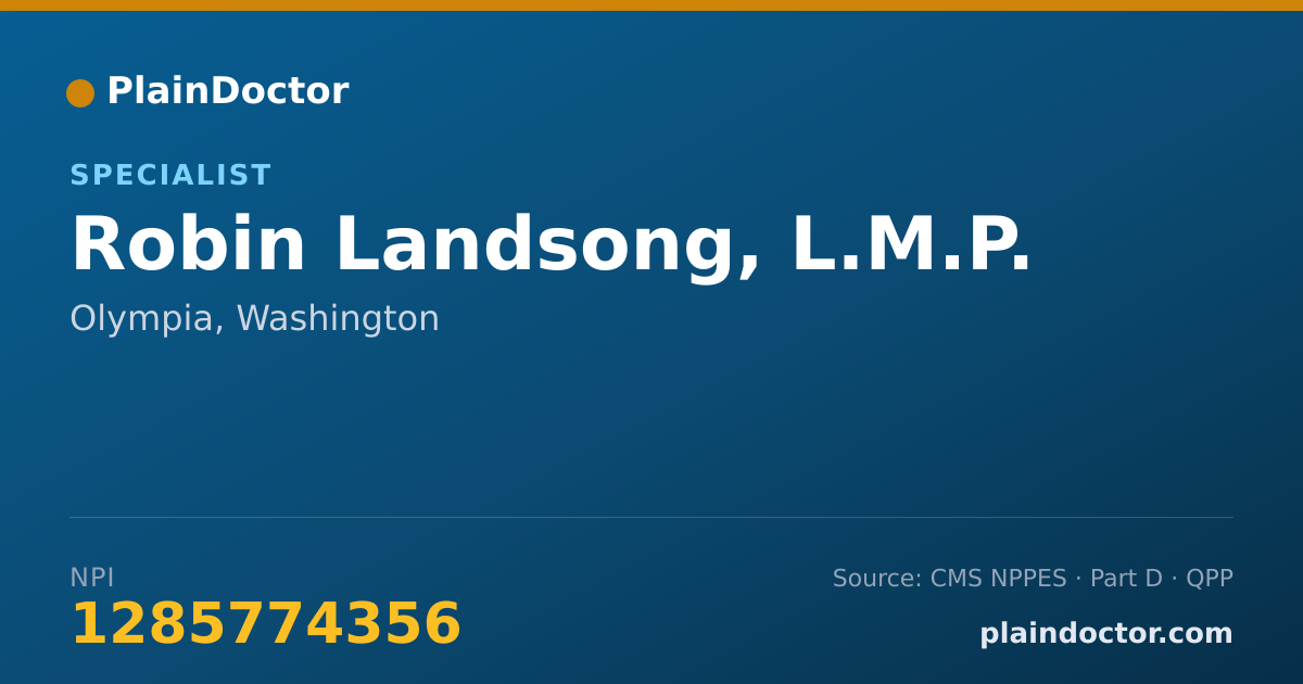 Shareable card for Robin Landsong, L.M.P. - Specialist, Olympia, WA