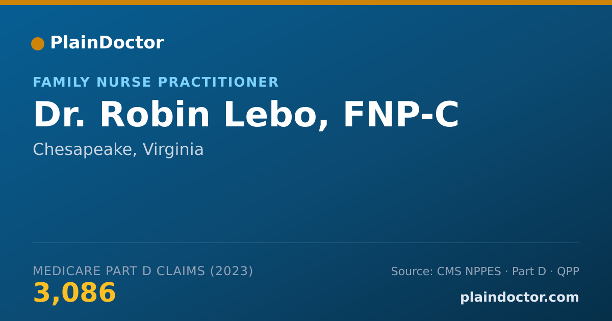 Shareable card for Robin Lebo, FNP-C - Family Nurse Practitioner, Chesapeake, VA