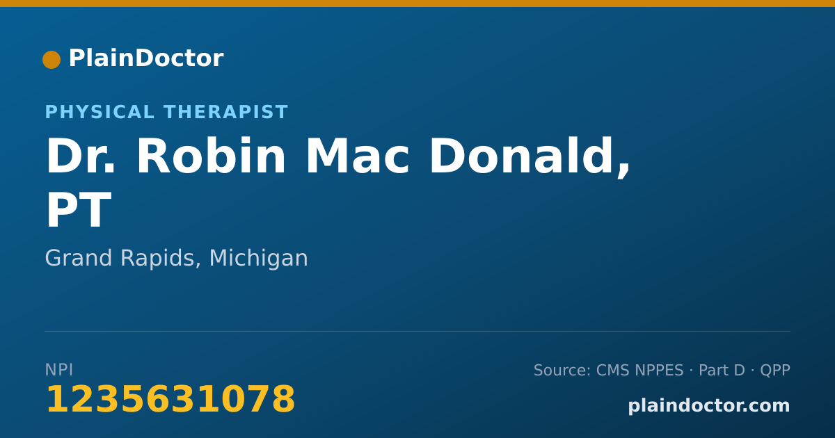 Shareable card for Robin Mac Donald, PT - Physical Therapist, Grand Rapids, MI