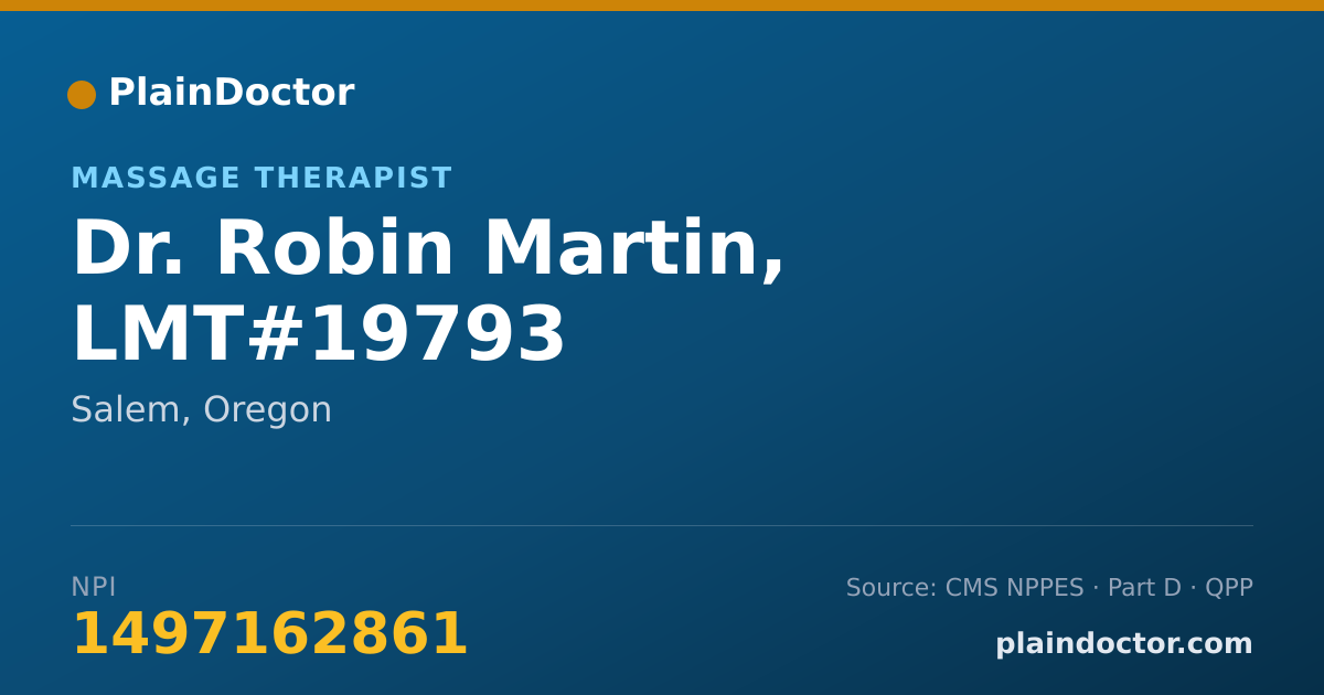 Shareable card for Robin Martin, LMT#19793 - Massage Therapist, Salem, OR