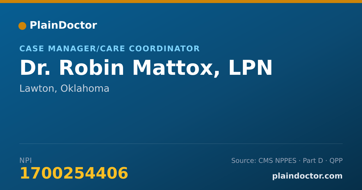 Shareable card for Robin Mattox, LPN - Case Manager/Care Coordinator, Lawton, OK